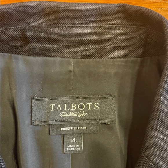 Talbots Pure Irish Linen Black Blazer Jacket Size 14 Classic Lined - Picture 5 of 8